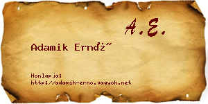 Adamik Ernő névjegykártya